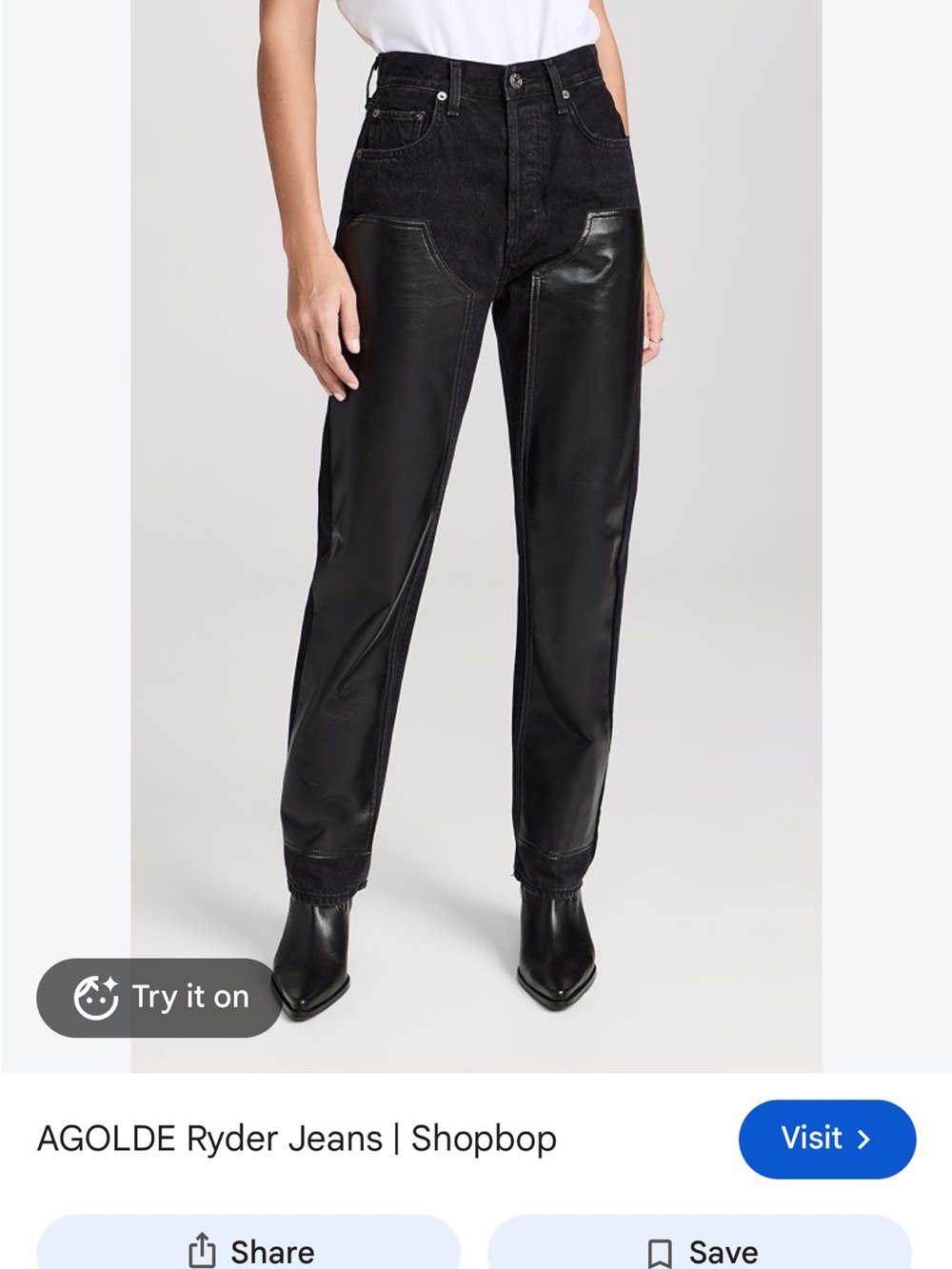 Agolde Black Two-Material Ryder Boyfriend Jeans
